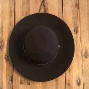 Free People brown Wool wide rim hat